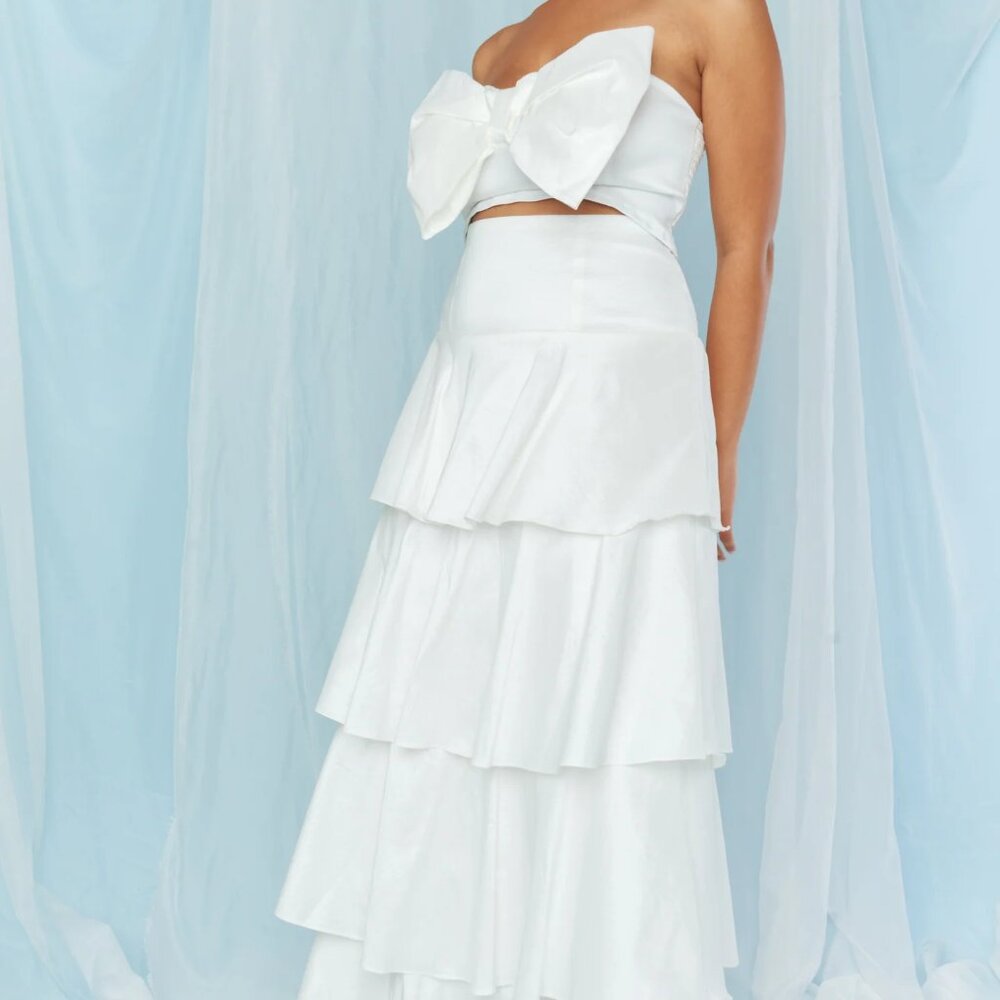 NWOT Show Me Your Mumu Katrina Swing Skirt White Taffeta S ! - Picture 2 of 4